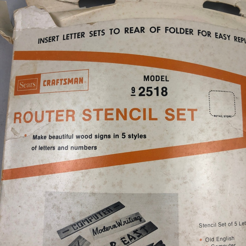 Vintage Sears Craftsman Router Stencil Set Model 9 2518 Wood Sign Making Kit